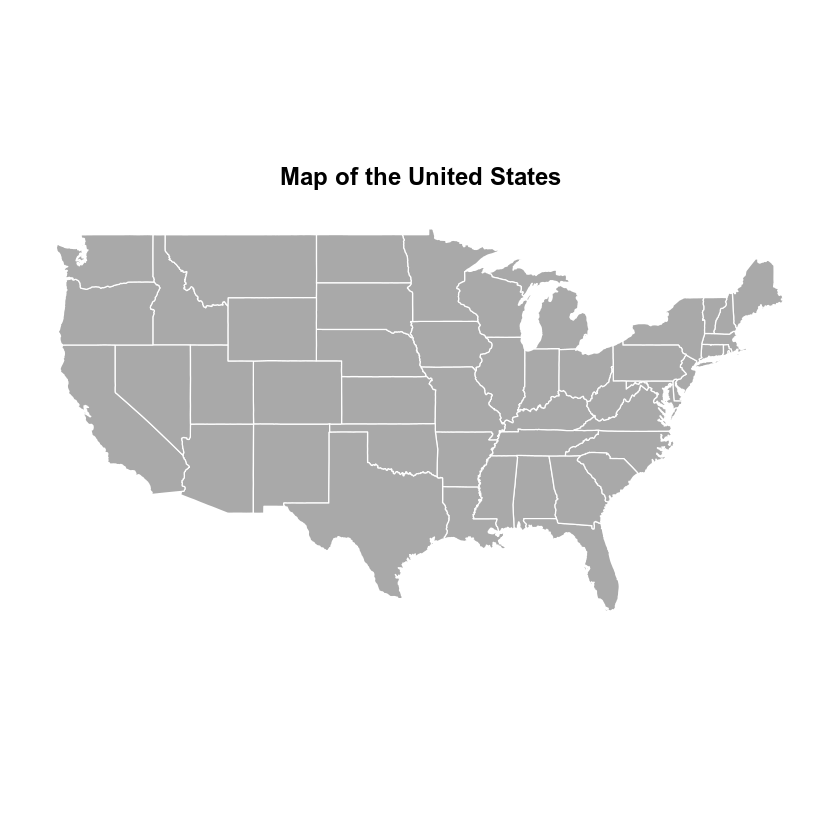 vector map of the US with colors