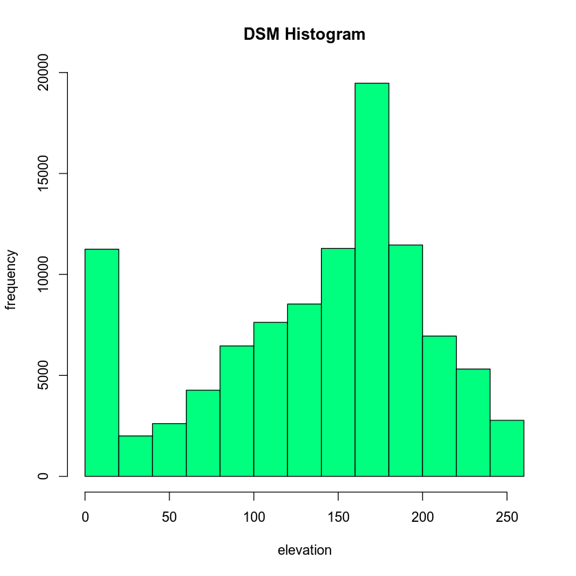 DSM histogram and plot