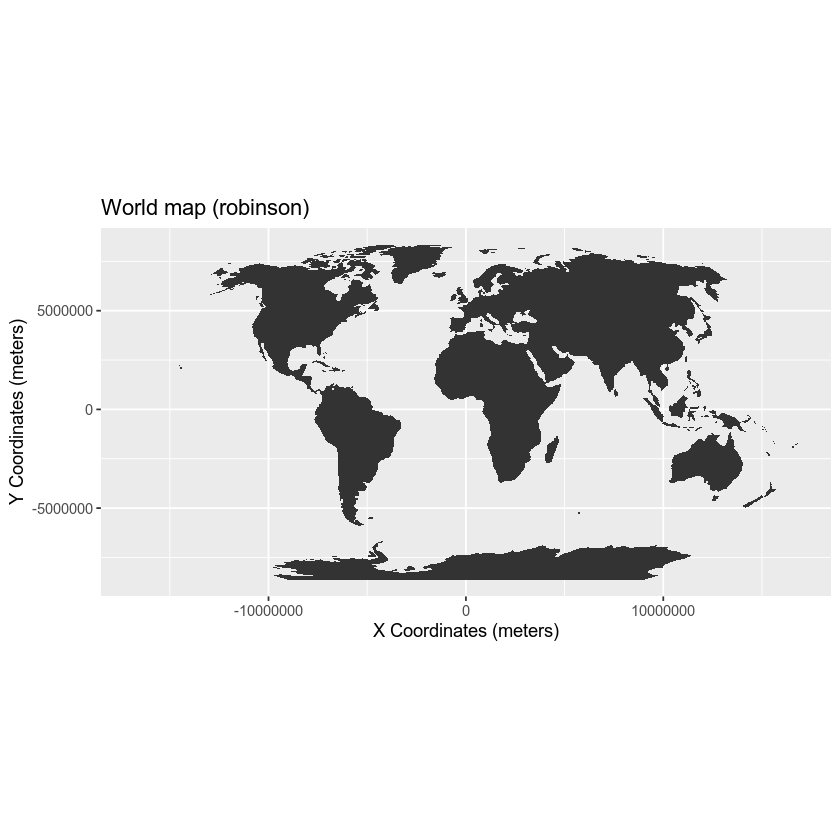 Map reprojected to robinson projection.