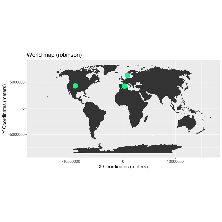 Map of the globe in robinson projection.