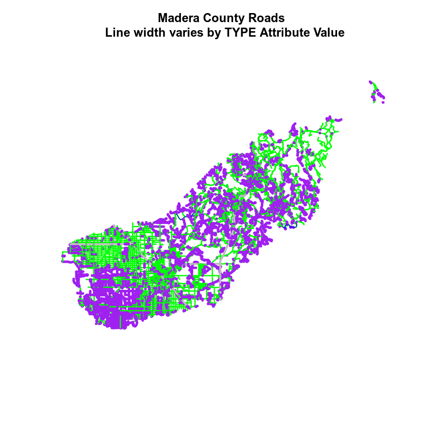 Map with legend that shows unique line widths.