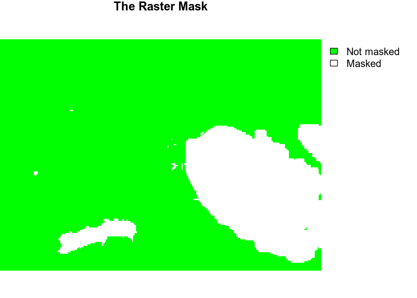 raster mask. green values are not masked.