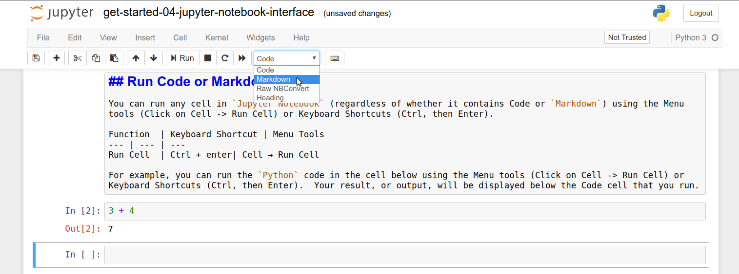 Code and Markdown Cells in Jupyter Notebook  Earth Data Science