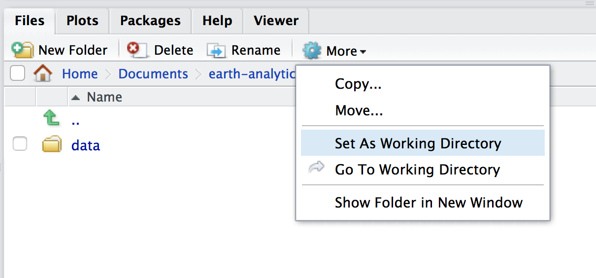 rstudio working directory set