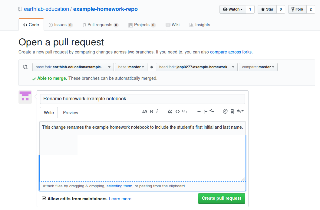 Pull request titles should be concise and descriptive of the content in the pull request. More detailed notes can be left in the comments box.
