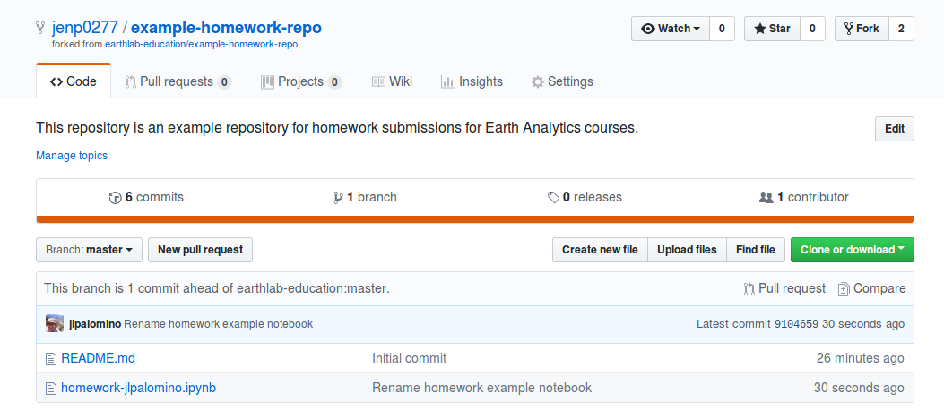 Location of the New pull request button on the main page of an example repository for jenp0277.
