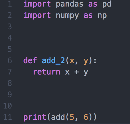 Notice that various types of commands are colored differently, making it easier to quickly scan and review the code.