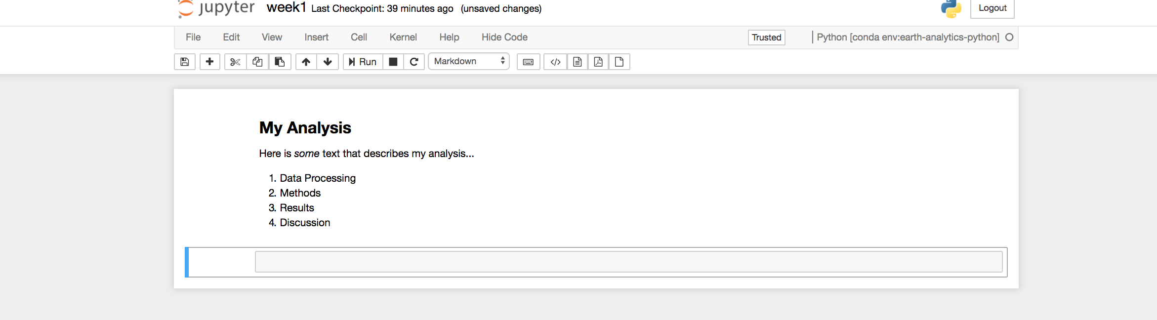 Jupyter Notebook with a rendered Markdown cell.