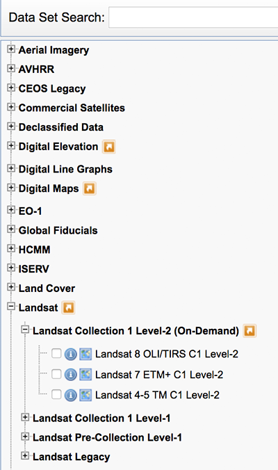Earth explorer search criteria.