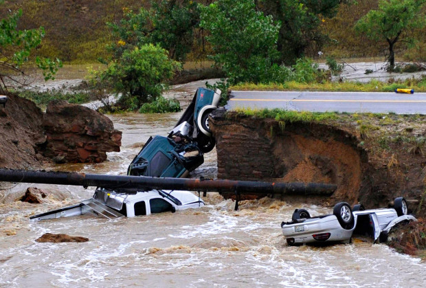 Vehicles destroyed by Colorado floods