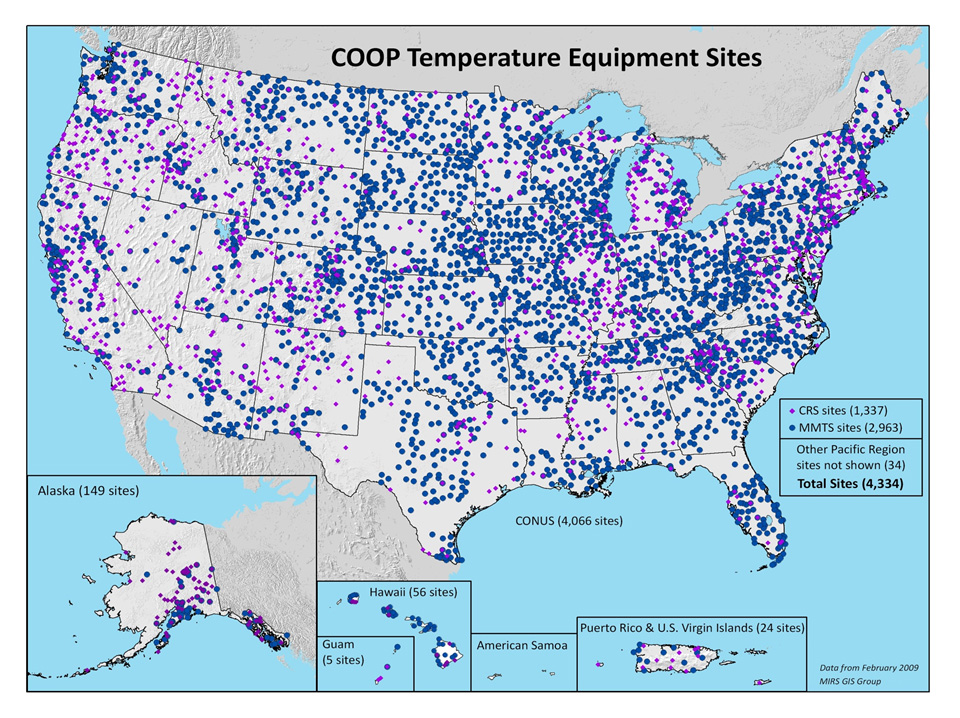 Map of US COOP sites