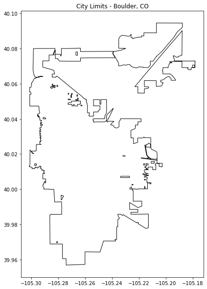 City limit boundaries of Boulder, Colorado.