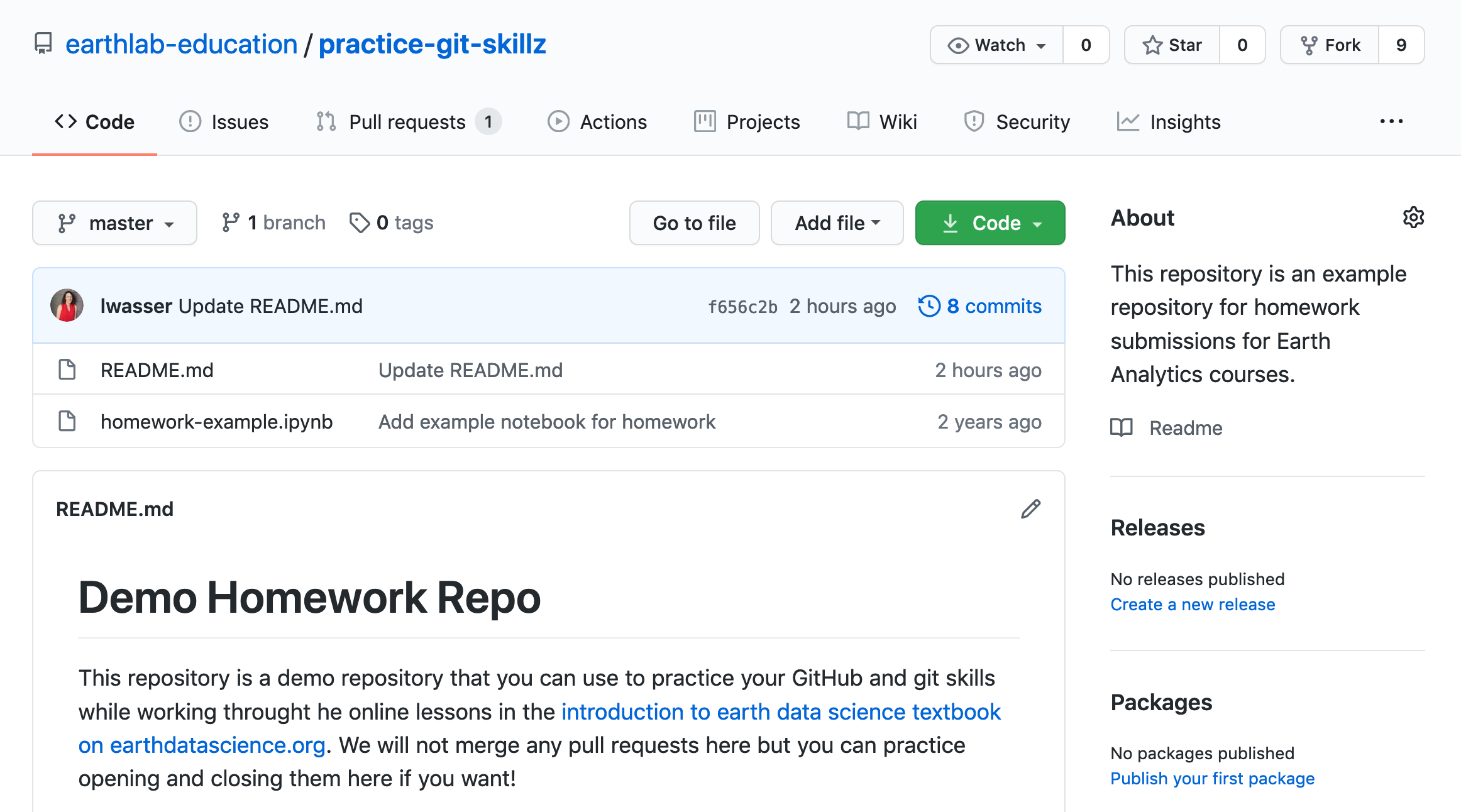 On the GitHub page of a repository, you can click on the Commits option (as shown in the image) to see a full list of commits that have been pushed to a repository.