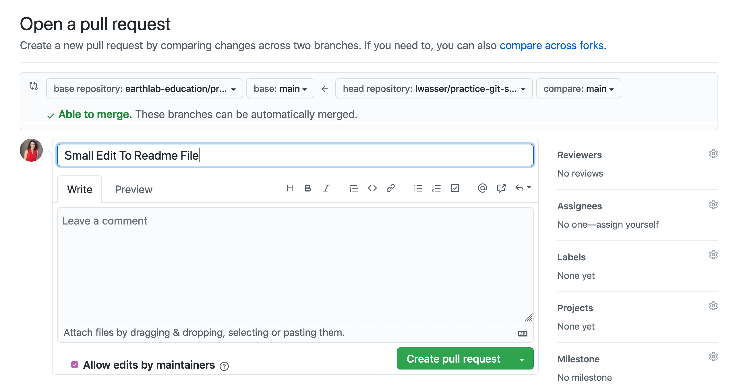 Pull request titles should be concise and descriptive of the content in the pull request. More detailed notes can be left in the comments box.