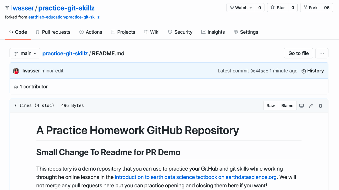 Short animated gif showing the steps involved with creating a pull request. When you setup your pull request, remember to ensure that the base is the repository that you wish to ADD change to. Your fork (or a branch) is where the changes currently exist (i.e. the head). When creating a new pull request, you should always check that the changes in your PR are the ones that you wish to submit. It's also good practice to ping or @mention a collaborator who you want to review and merge the PR if you know who that will be.