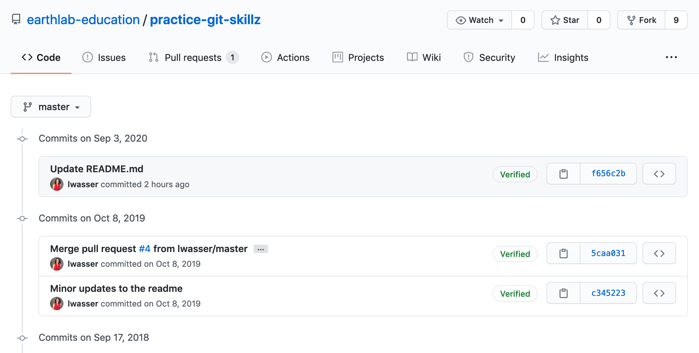 The full list of commits that have been pushed to a repository are available for you to see and review as needed on GitHub.com.