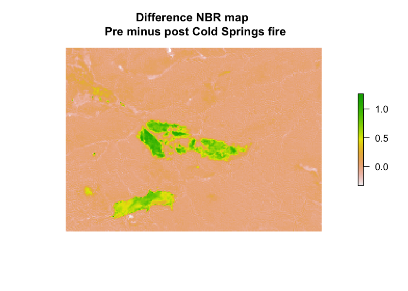 Image of the dNBR of the Cold Springs fire site.
