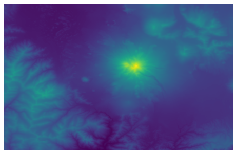 Image of elevation around Mt. Shasta.